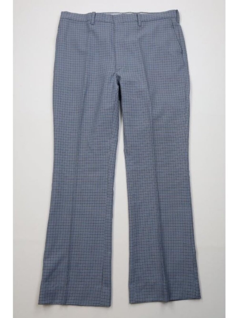 Vintage 70s Streetwear Mens 38x33 Knit Wide Leg Bell Bottoms Chino Pants Plaid